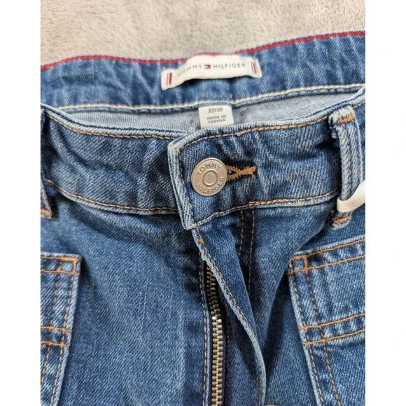 Tommy Hilfiger High Waist Bootcut Jeans Womens 32X30 Blue Denim Patch Pocket - Picture 5 of 14